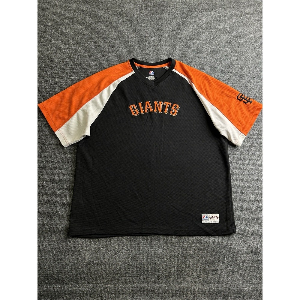 Mens Majestic San Francisco Giants MLB Mesh Jersey Shirt Black, Size 2XL